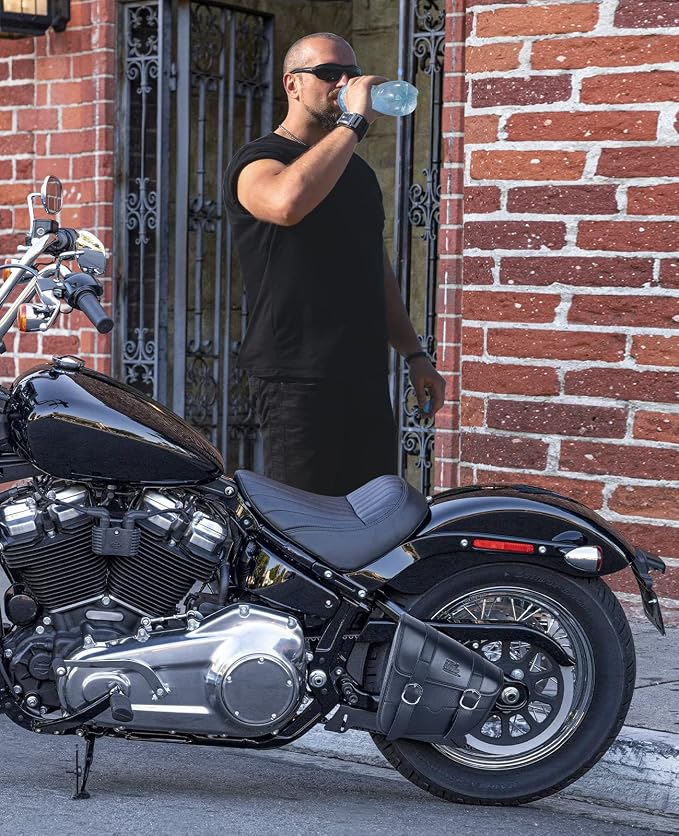 KEMIMOTO Motorcycle Swingarm Bag, Left Side Solo Bags Swing Arm Bags with Synthetic Leather for Softail Models Dyna Low Rider Fat Bob - Image 7