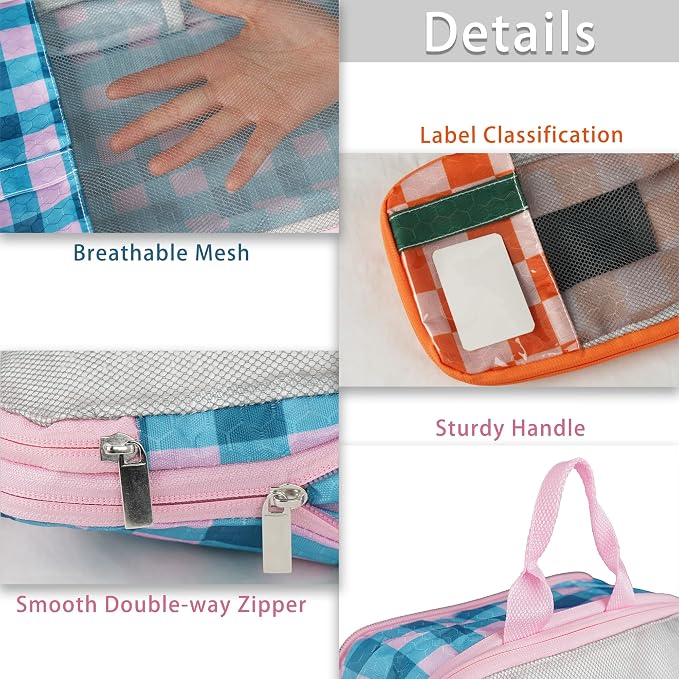 7 Pcs Compression Packing Cubes for Travel Luggage, Lightweight Suitcase Organizer Bags Set, Compression Packaging Cube for Travel Essentials, Packing Cubes for Carry on Suitcase - Image 4