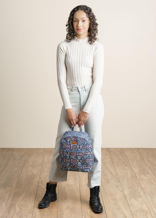 Maison d' Hermine Backpack for Women Men Cotton Shoulder Multipurpose Rucksack with Small Pouch Lightweight Multi Pocket Bag for Travel Work Beach Perfect for Spring Summer (Oris - Blue) - Image 8