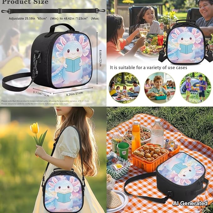 Axolotl Backpack for School Kids Boys 10-12 Galaxy Cute Bookbag with Lunch Box 4-in-1 Set Boys Backpack with Adjustable Straps 5th 6th Grade Backpacks for Girls School Bag Set - Image 5