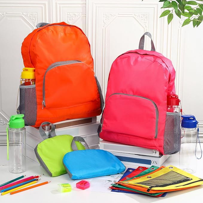 60 Pcs School Supplies Bulk Backpacks Water Bottle Pencil Pouch for Kids Backpack Donate Set for School Students(Round Bottle,Green&blue&orange&fuchsia) - Image 2
