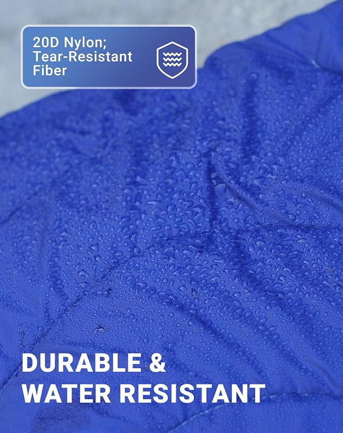 KingCamp Ultralight Camping Blanket, Packable Down Alternative Puffy Wearable Blankets Weatherproof Warm Package Quilt with Snap Buttons for Outdoor Hiking Travel Picnic Stadium (69" L x 53" W, Navy) - Image 4