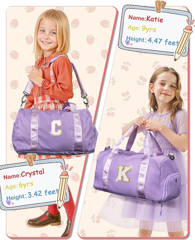 4 Year Old Girl Birthday Gifts-Girl Gym Bag with Shoe Compartment, Kid Personalized Weekender Overnight Bags, Initial Travel Tote with Makeup Pouch, Valentines Day Gift for Girls (Letter R) - Image 6