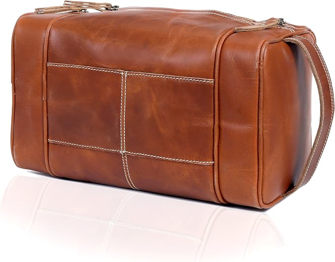 VC VINTAGE COUTURE Leather Toiletry Bag for Men Extra Large Leather Men's Toiletry Bag for Traveling Real Leather Dopp Kit for Men Leather Shaving Bag for Travel - Image 6