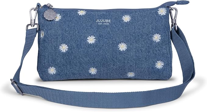 JuJuBe 3-Piece Pouch Set Diaper Bag Organizing Pouches, Perfect for Travel, On The Go, Zipper Cosmetic Makeup Bag or Diaper and Wipes Storage Pouch, Large, Medium, & Small, Denim & Daisies (Blue) - Image 4