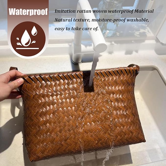 BROWNLILY Handwoven Clothes Basket Laundry Hampers Large Wicker Storage Baskets for Shelves Blankets Closet Storage Bins Car Bedroom Bathroom Organizers and Storage Bath (Pack of 4, Brown) - Image 6