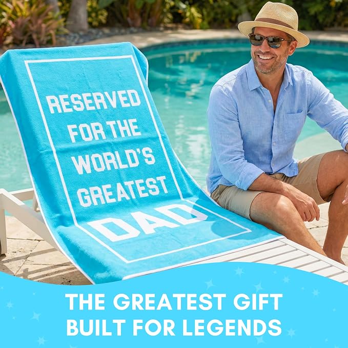 Ethisa Dad Beach Towel - Best Ever from Daughter Son - Large Microfiber Sand Free Pool Accessories for Men - Unique Birthday Present - Travel Vacation Essentials - 60x30 Turquoise - Image 2