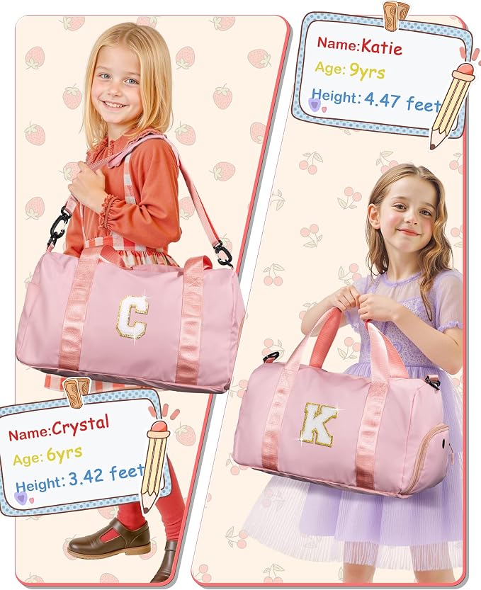 Gift Ideas for Kids Girls-Girl Gym Bag with Shoe Compartment, Kid Personalized Weekender Overnight Bags, Initial Travel Tote with Makeup Pouch, Graduation Gifts Granddaughter (Letter N) - Image 6