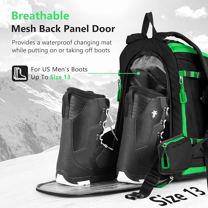 MORXPLOR Ski Boot Bag - 65L Padded, Waterproof Ski Travel Backpack for Gear & Accessories - Image 2