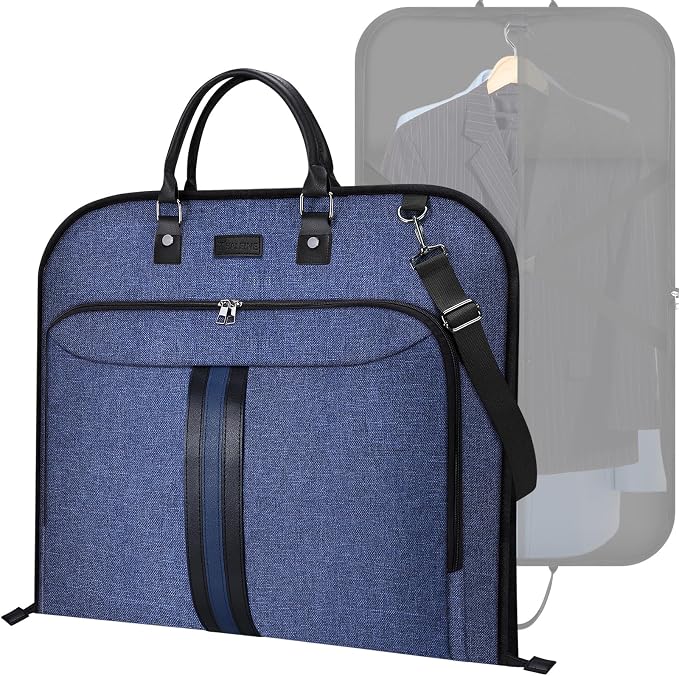 BALEINE Travel Garment Bag, Travel Suit Bag for Men, Water Resistant Carry on Garment Bag for Hanging Clothes, Garment Duffel Bag for Travel Business (Blue, 42") by BALEINE