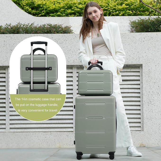 6 Pcs ABS Hardshell Luggage Set Spinner Wheel Suitcase Suitcase Light Green - Image 3