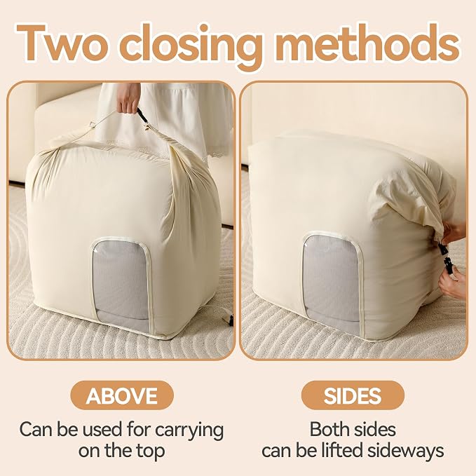 2-Pack Roll Top Comforter Storage Bag,Blanket Storage Bags | Taslon Fabric, Machine Washable, Moisture/Dust/Tear-Resistant. Self-Compression.Clear Window. for Home & Travel - Image 3