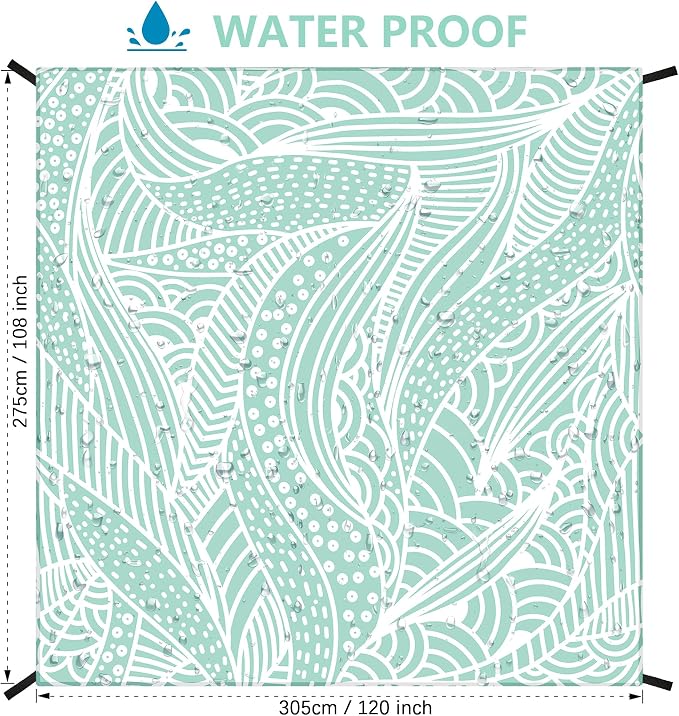 WIWIGO Beach Blanket Sandproof Extra Large Beach Mat Adults Waterproof Quick Drying Sand Free Mat Made by Premium Polyester with 4 Stakes & 4 Corner Pockets for Outdoor Travel Camping Hiking - Image 2
