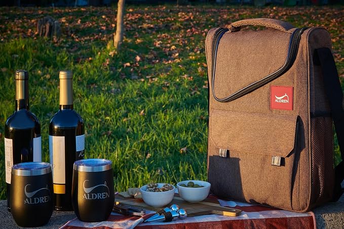 Insulated Wine Cooler Bag Set – 3 Bottle Wine Travel Tote or 2 Bottles with 2 Tumblers – Thermal Wine Carrier with Corkscrew & Stoppers for Picnic and Wine Gifts - Image 7