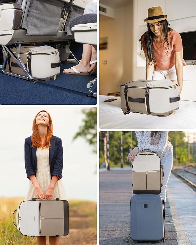 LOVEVOOK Travel Backpack for Women, TSA Carry On Backpack Flight Approved Luggage, 40L Water Resistant Personal Item Daypack Large Weekender Bag fit 17 inch Laptop with 3 Cubes, Beige-khaki-black - Image 7