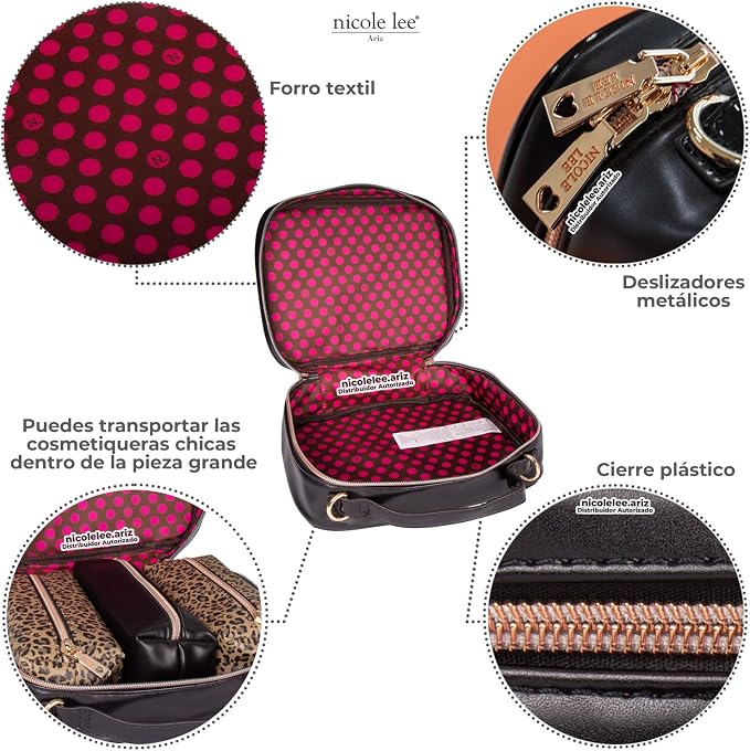 Nicole Lee Travel Handbag Crossbody Set with 3 Fashion Print Makeup Pouches, Women's Cosmetic Toiletry Organizer (All Emotion) - Image 5