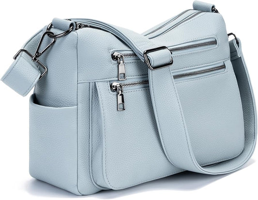 YZAOLL Large Crossbody Shoulder Bag for Women Vegan Leather Tote with Adjustable Wide Strap Work Purse with 10 Pockets