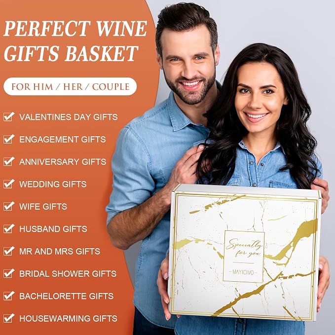 Wedding Gifts for Couples, Mr and Mrs Wine Tumblers Gifts - Engagement, Bridal Shower, Newlywed, His & Hers, Valentines Day, House Warming-Insulated Wine Cooler Tote Bag w/ Wines Accessories Gift Set - Image 3