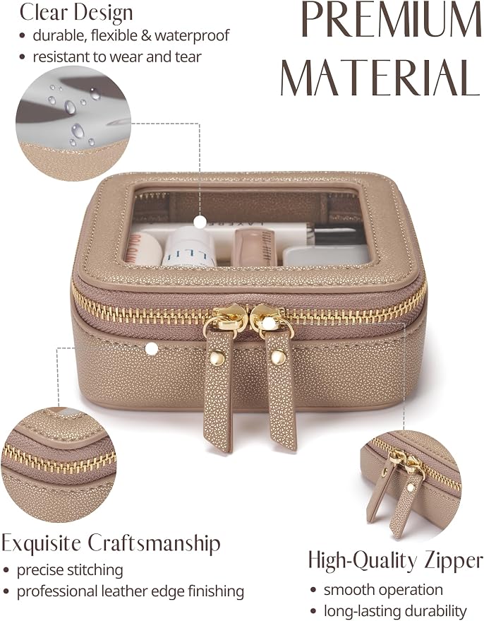 Popvibe Small Makeup Pouch Clear Makeup Bag for Purse Travel Mini Bag for Women for Essentials Cute Cosmetic Case Traveling Small Toiletry Bag Portable Mini Pouch for Car Organizer Bag Gold - Image 2