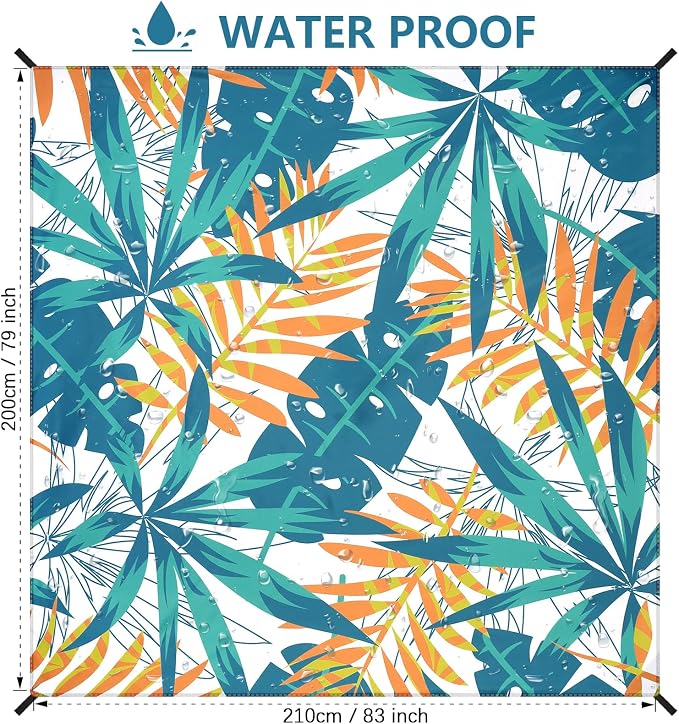 WIWIGO Beach Blanket Sandproof Extra Large Beach Mat Adults Waterproof Quick Drying Sand Free Mat Made by Premium Polyester with 4 Stakes & 4 Corner Pockets for Outdoor Travel Camping Hiking - Image 2