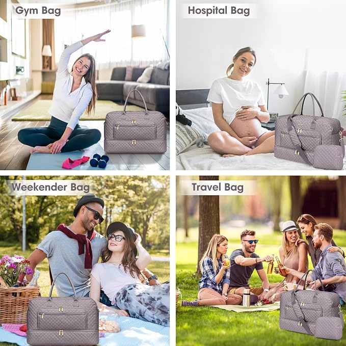 Travel Duffle Bag Weekender for Women - 38L Carry-On Overnight Bag Personal Item Bag with Shoe Compartment & Wet Pocket Weekend Tote Bags with Toiletry Bag Hospital Bags for Labor and Delivery - Image 7