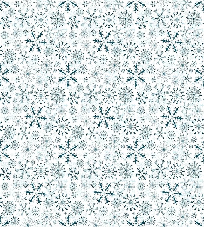 Ambesonne Winter Duvet Cover Set, Merry Xmas Theme Delicate Snowflakes Cold Freezing Weather Vintage Holiday Pattern, Decorative 3 Piece Bedding Set with 2 Pillow Shams, Queen Size, Teal White - Image 2