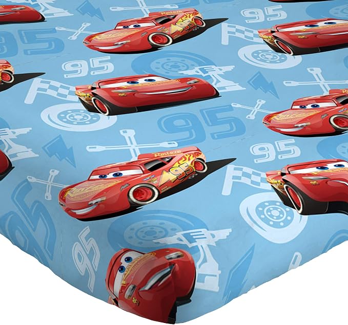 Jay Franco Kids Sheet Set with Fitted, Flat Sheets & Pillow Cover - Ultra-Soft Bedding with Pillowcase for Room Decor, Blue - Cars, 4 Piece Full - Image 5