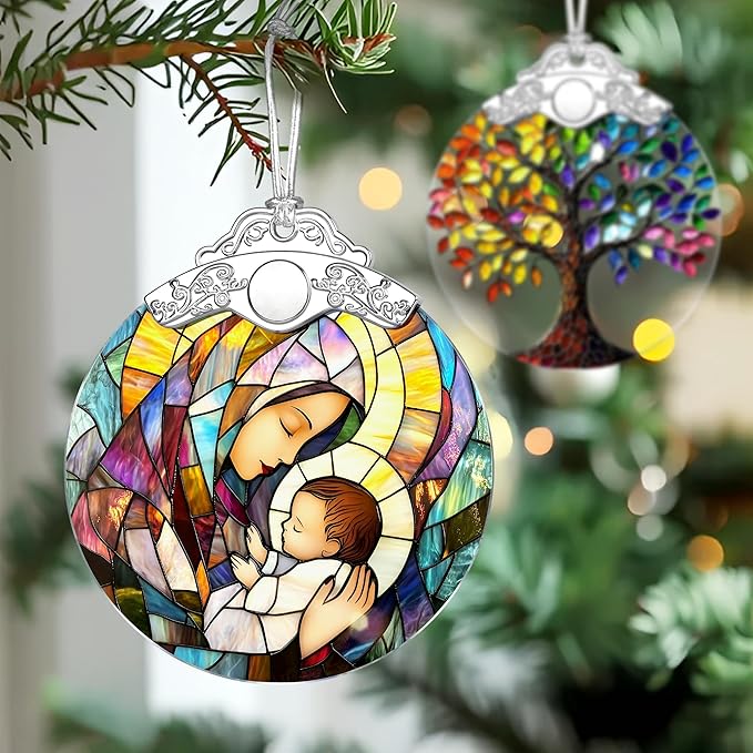 Virgin Mary Religious Christmas Ornaments, Christmas Tree Ornaments, Holiday Decor, Christian Gift, Religious Gift, Baptisms Gifts, Spiritual Gifts for Christian Women, Friends and Family