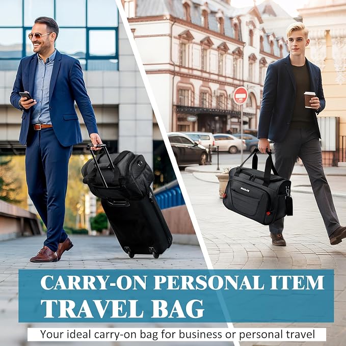 Underseat Carry On luggage Bag Airplanes Personal Item Bags, Gym Bag for Men Weekender Overnight Travel Tote Bag Shoulder Small Softside Carry on Luggage Travel Duffel Bags For Men Women -18 IN Grey - Image 4