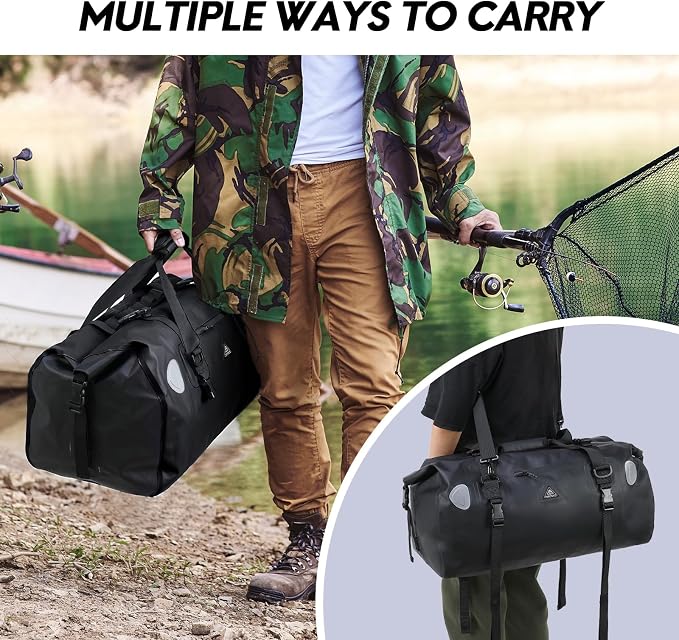 Haimont Waterproof Duffel Bag Roll-top Dry Duffel Bag with Quick-fixed Straps for Motorcycling, Rafting, Boating, SUP, Kayaking, Travel, 50L/70L - Image 7