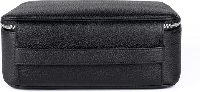 Luxury Genuine Cowhide Leather Cosmetic Organizer Bag – Large Capacity Makeup & Toiletry Travel Case with Compartment, Brush Holder for Women and Men - Image 4