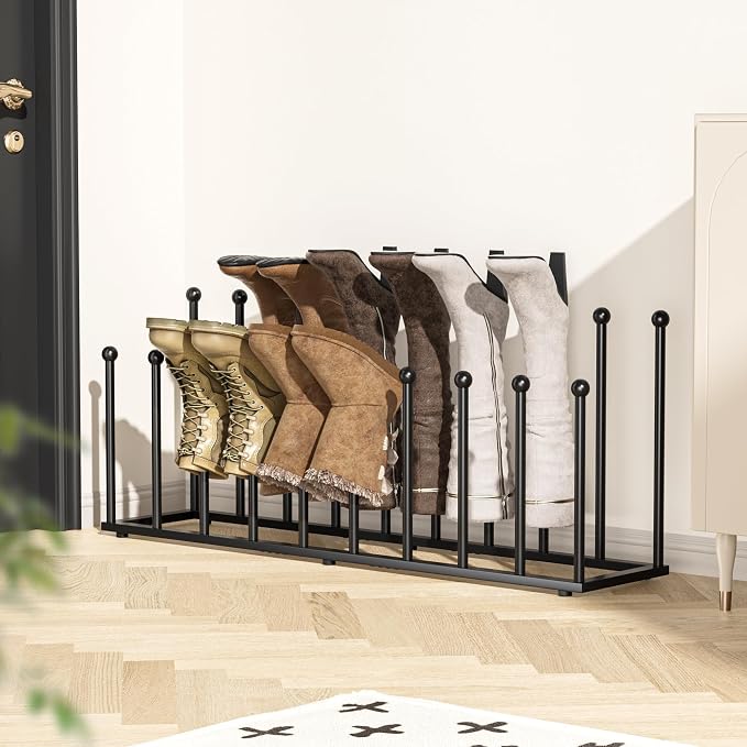 pickpiff Free Standing Shoe Racks - Black Metal Boot Rack Organizer Tall Boots for Dorm Room, Closet, Entryway, Bedroom, Patio Outdoor, Hallway, Black, Shoe Storage Fit for 10 Pairs by pickpiff