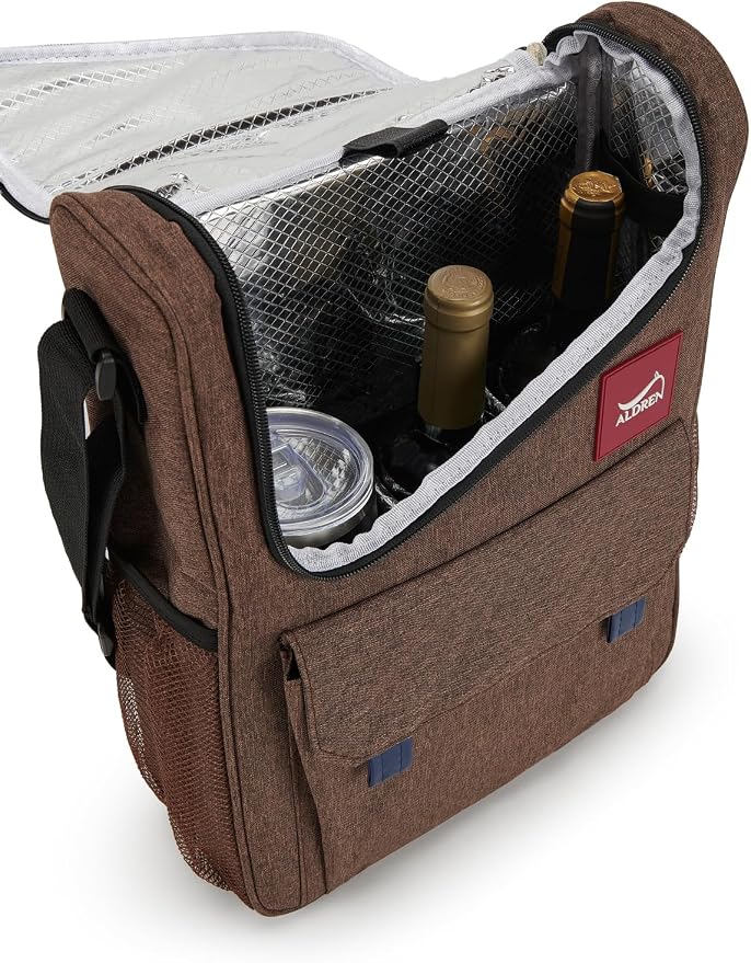 Insulated Wine Cooler Bag Set – 3 Bottle Wine Travel Tote or 2 Bottles with 2 Tumblers – Thermal Wine Carrier with Corkscrew & Stoppers for Picnic and Wine Gifts - Image 2
