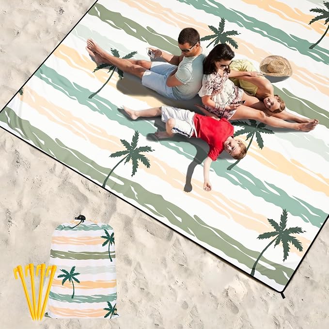 HIHOHO Beach Blanket Waterproof Sandproof Extra Large Beach Mat 79" X 83"/120"x108"for 1-8 Adults Quick Drying Durable Outdoor Picnic Mat for Beach Travel Camping Hiking - Image 6