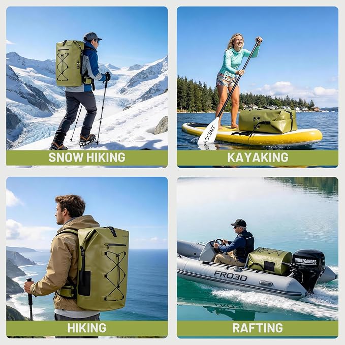 75L Dry Bag Waterproof Backpack Roll-Top Heavy Duty Dry Bag Cushioned Hiking Dry Pack for Kayaking Boating Paddle Fishing Boarding Rafting Travel Camping Beach Cruise Ship - Image 7