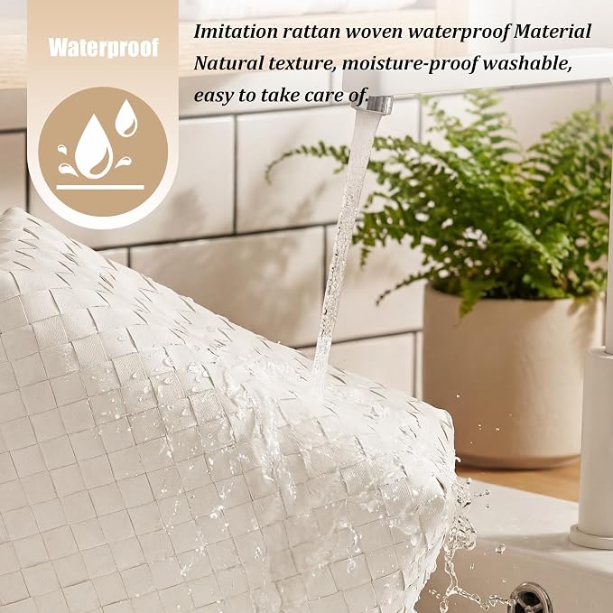 Handwoven Clothes Basket Laundry Hampers Large Wicker Storage Baskets for Shelves Blankets Closet Storage Bins Car Bedroom Bathroom Organizers and Storage Bath (Pack of 4, Ivory) - Image 6