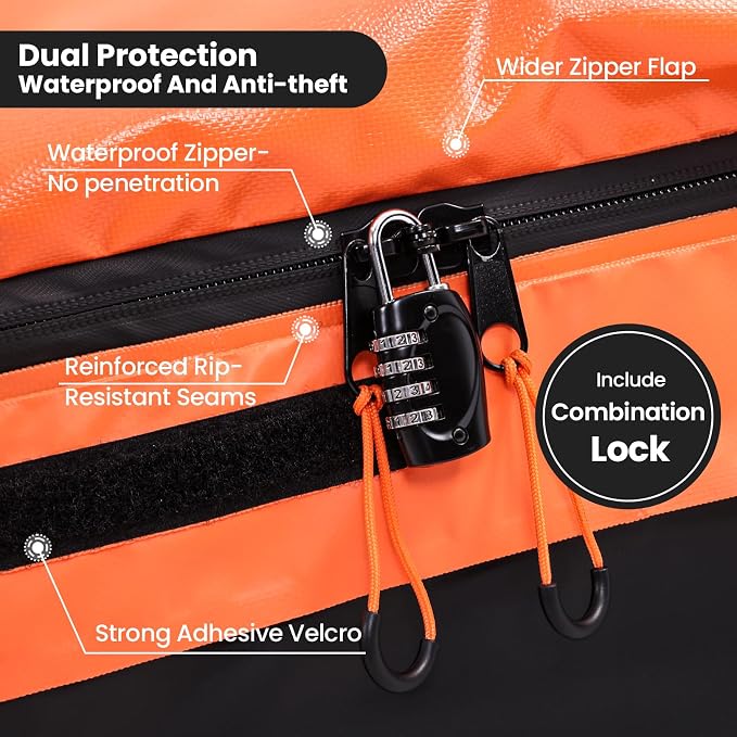 Sailnovo Car Rooftop Cargo Carrier 21 Cubic Feet, Waterproof 1000D PVC Car Roof Bag with Anti-Slip Mat, Combination Lock, Storage Bag, Door Hooks & Tie-Down Strap fit Vehicle with/Without Luggage Rack - Image 4