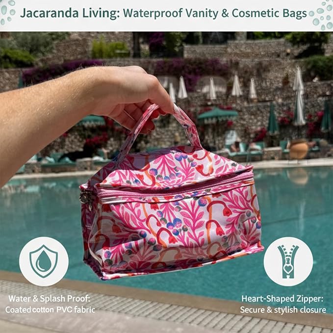 Jacaranda Living Vanity Bag - Water-Resistant, PVC-Lined - Strawberry Vine - Image 3