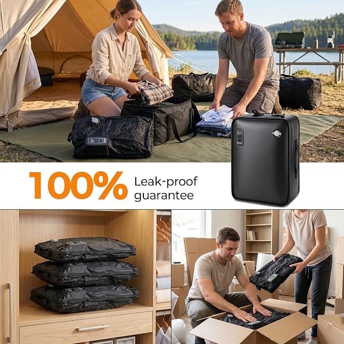 MOUNTRAX Vacuum Seal Bags for Travel with Bag-Pump Integrated Design, 43L Compression Packing Cubes for Carry-On Suitcase & Travel Backpack, Reusable IP67 Waterproof Vacuum Storage Kit, Gift Set - Image 6