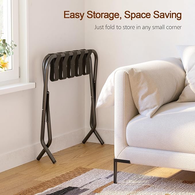 AMHANCIBLE Luggage Rack, Foldable Suitcase Stands Set of 2, Metal Luggage Holder for Guest Room, Bedroom, Hotel, Holds up to 110 lb, Easy Assemble, Black HLR01BK - Image 4