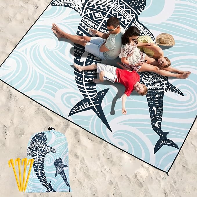 HIHOHO Beach Blanket Waterproof Sandproof Extra Large Beach Mat 79" X 83"/120"x108"for 1-8 Adults Quick Drying Durable Outdoor Picnic Mat for Beach Travel Camping Hiking - Image 6