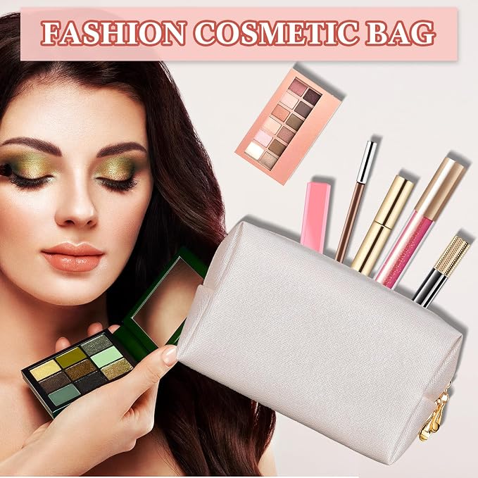 Kigeli Aesthetic Makeup Bags PU Leather Cosmetic Pouches Waterproof Plain Toiletry Bags Makeup Pouches Bulk for Women Party Gift Travel Storage Organizer(Ivory White,7.1 x 2.8 x 4.3 in) - Image 3