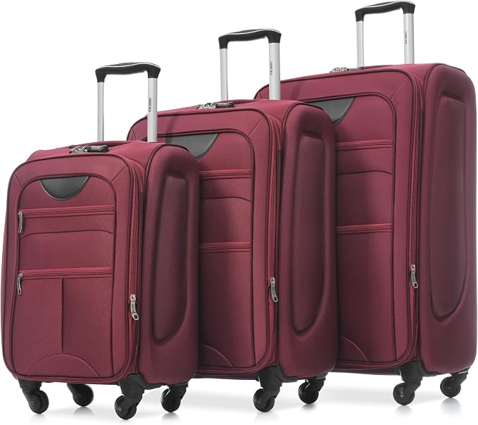Merax 3 Piece Luggage Set,Expandable Softside Suitcase Set.Red | Carry-On Luggage Included,Durable and Lightweight Travel Suitcase Set with Spinner Wheels and TSA Lock.22"/26"/30" by Merax