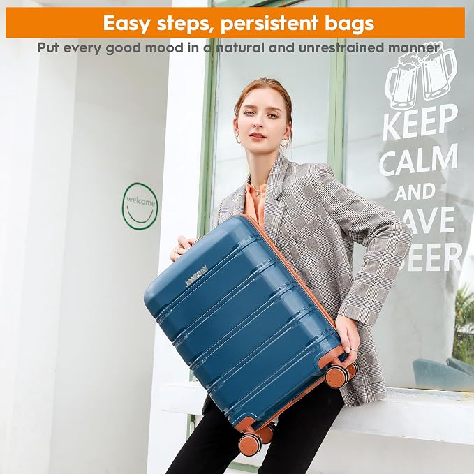 Joyway 20 Inch Carry On Luggage with TSA Lock, Durable Hardshell Suitcase for Travel, Unisex Checked Set for Men and Women Dark Blue - Image 8