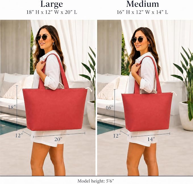 Salt Earth XL Beach Tote Bag for Women – XL Travel Tote with Zipper & Pockets, Oversized Canvas Pool Bag, Weekender Carry-On - Image 3