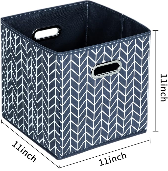 Fabric Cloth Storage Bins,Fabric Cube Organizer with Dual Handles Foldable Cube Storage Baskets for Home Bedroom Storage,Set of 3,(Grey Wave) - Image 2