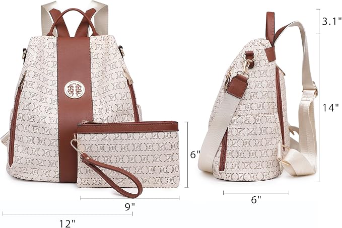 Women Fashion Backpack Purse Multi Pockets Anti-Theft Rucksack Travel Shoulder Bag Handbag - Image 7