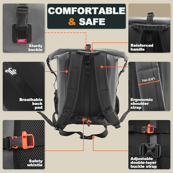 OSAH DRYPAK Waterproof Backpack Dry Bag 35L/55L/85L – Heavy Duty Roll-Top Hiking Backpack for Travel, Kayaking, Boating, Camping, Rafting and Fishing - Image 4
