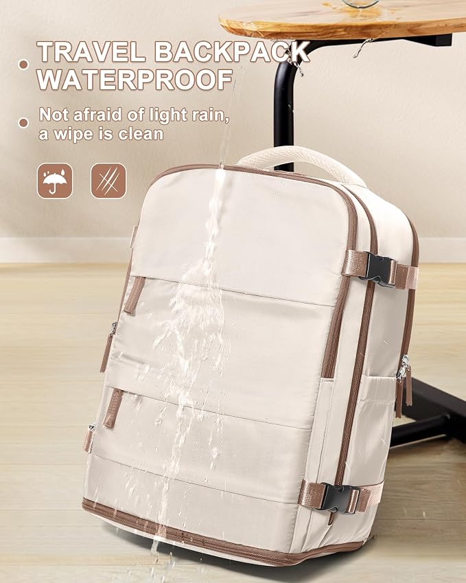 coowoz Travel Backpack Carry On for Women Man Gym Backpacks with Laptop Compartment Mochila de Viaje Teacher Personal Item Backpack Rucksack Airplane Accessories Must Haves Beige Brown - Image 6