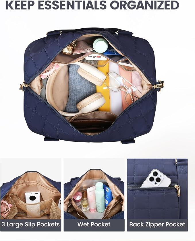 LOVEVOOK Puffer Weekender Bags for Women with Shoe Compartment, Carry On Overnight Bag, Hospital Bag for Labor and Delivery, Gym Duffel Bag with Wet Pocket,2Pcs Set - Image 5